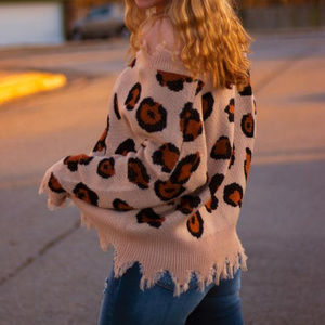 On Trend Leopard Sweater in Taupe